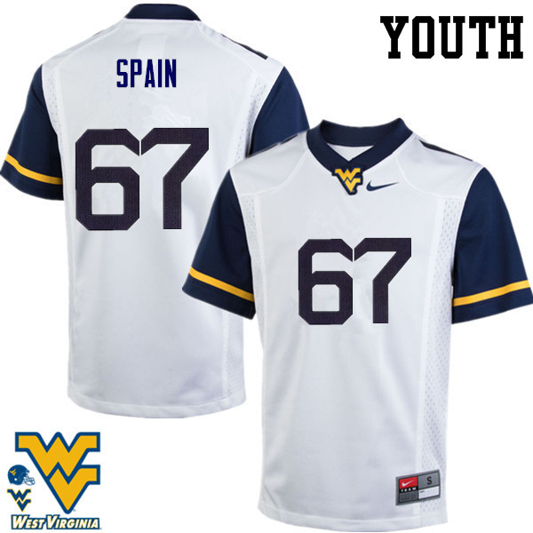 NCAA Youth Quinton Spain West Virginia Mountaineers White #67 Nike Stitched Football College Authentic Jersey SA23U37OT